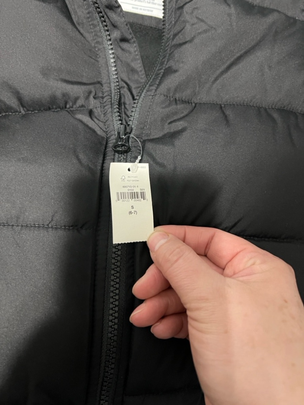 GAP Black Quilted Puffer Jacket with High Collar